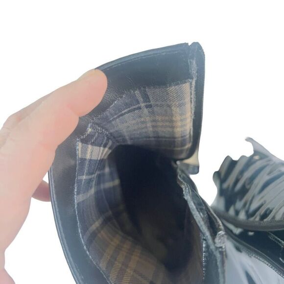 Black Patent Leather Mid-Calf Boots – Size 9 – Made in Italy, Re-Soled, 3.5” Hee - Picture 10 of 16